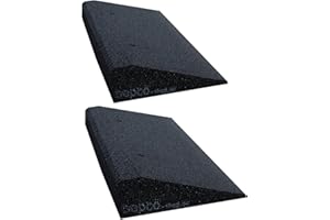 bepco Juego de 2 rampas para bordillos (2 Piezas), 50 x 25 x 5 cm, Caucho (Negro), con Arandelas integradas en la rampa para su fijación.