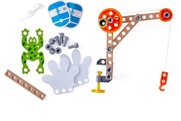 Hape - Kit 3 Expériences Scientifiques Junior Inventor, 37 Pièces - Atelier Sciences de Construction - Jouet en Bois pour Enfant dès 4 Ans - Coffret Éducatif - Activité Manuelle Garçon, Fille