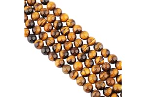 mookaitedecor Oeil de Tigre Perles Pierre Naturelles 8mm, Rondes Perles en Vrac Pierres pour Fabrication de Bijoux Guérison DIY Bricolage
