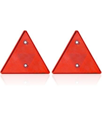 Lot De 2 Panneaux Triangle Rouge Réfléchissants 30x30 Cm – Avertissement Sécurité Voiture & Remorque