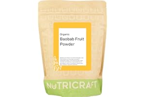NUKRAFT NutriCraft Organic Baobab Fruit Powder - 1kg, Sun-Dried Baobab Powder, High in Vitamin C, Antioxidants, Potassium & Calcium, for Smoothies and Skincare, Organic & Vegan-Friendly