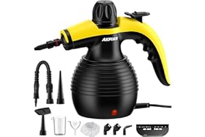 AKPIAN Nettoyeur vapeur à main, nettoyeur vapeur portable, multi-usage, avec serrure de sécurité et kit d'accessoires de 10 pièces pour enlever la saleté, la graisse