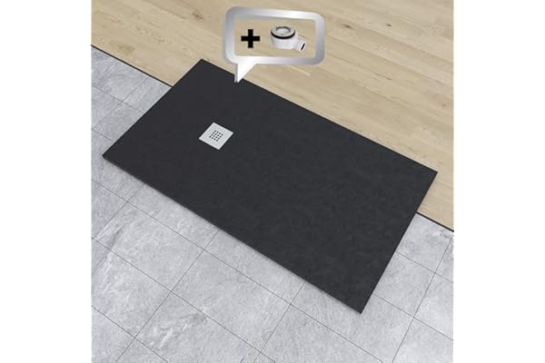 PLATO DE DUCHA DE RESINA PIZARRA CARGA MINERALES GEL COAT 70x180 cm Negro RAL 9005