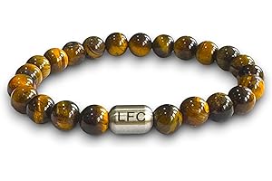 Beadlet Liverpool Fan Tiger's Eye Beaded Bracelet, Handmade Adjustable, Football Fan Gift for Men (Standard)