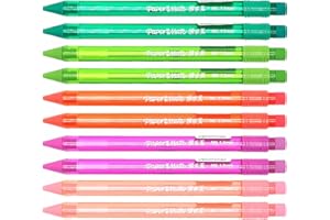 NEWELL BRANDS 10 x PaperMate ‘MATES’ Handwriting Triangular Mechanical Pencil with Eraser, Thick 1.3mm Lead, Assorted Clear Colours - Loose in Plain Packaging [ASIA IMPORT]