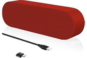 ZETIY PC Speakers, USB Computer Speaker, Laptop Speakers with Volume Control, Mute Button, Mini Soundbar with USB Powered for Desktop, Notebook, PC, Laptop - Plug and Play （Red）