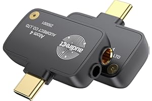 LOXJIE Audirect ATOM4 Portable Audio Decoder Headphone Amplifier 3.5mm Single Ended and 4.4mm Balanced Output High Fidelity Sound Quality Lightweight and Portable (USB-C Interface) (Gray)