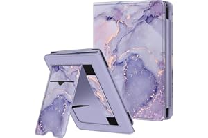 Fintie Funda 6" para Tolino Shine Color/5 (2024) y Kobo Clara/BW Claro 2E (2022) – Tarjetero Correa de Mano y Auto Sleep/Wake, Lila Marble