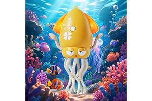 KJIXYUNG Polpo Giocattolo Danzante e strisciante con luci LED e Musica - Giocattolo interattivo Musicale oscillante Automatico - Regalo di Compleanno Divertente (Giallo)