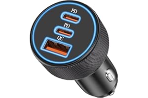 ‎LUOSIKE 3-Portowa 67W Ładowarka Samochodowa USB C, Ładowarki USBC i USB-A PD/QC Szybkie Ładowanie, Gniazdo 12V Samochodowa do iPhone 16/16e/15/14/13, iPad, Samsung Galaxy S25 S24 S23, Google Pixel 9/8/7