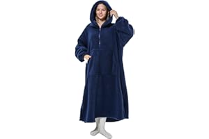 Winthome Bardzo duży koc z kapturem z podszewką Sherpa. Miękki i ciepły dla mężczyzn, kobiet, dorosłych, młodzieży