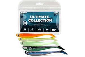 ‎VEYCVLA VEYCVLA Fishing Gummifische Zander Set 10 cm 5 Stück Farben Gummiköder Zander-Angeln-Softbait Angelköder,Gummi Fische Gummifisch Set Zander-Gummifisch Zander Köder
