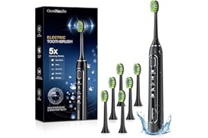 OASISMILE Electric Toothbrush, Sonic Electric Toothbrush for Adults with 6 Brush Heads, Rechargeable Sonic Toothbrush with 5 Modes, 100 Days of Use with 3-Hour Fast Charge, IPX7, 42000 VPM & 2 Minute Timer