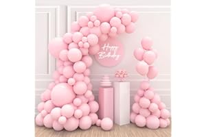 PATIMATE Kit Arco Palloncini Rosa 110 Pezzi - Per Compleanno, Matrimonio, Battesimo, Baby Shower - Decorazione Con Palloncini 18/12/10/5 Pollici