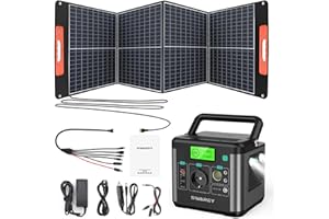 SWAREY Generatore Solare Portatile 222Wh con Pannello Solare Monocristallino 100W 18V AC/DC/USB/QC3.0/Tipo-C Generatore di Corrente per Campeggio RV Outdoor Camper Case Giardino Barche