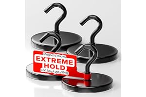 Magnethaken 59 kg/130 lbs (Set 4 Schwarz) – Magnethaken auf Zuhause & Küche – extra starke Neodym-Haken zu den Einsatz im Freien & im Garten – starke Seltenerdmagnete für Kreuzfahrtkabinen