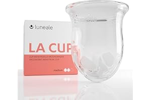 La Cup Luneale - cup menstruelle - design ergonomique exclusif créé avec des sages-femmes - fabrication française - 100% silicone médical platine (M - Flux moyen/fort)