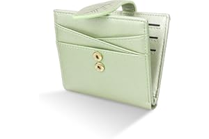 conisy Mały portfel damski, skóra wegańska, cienka portmonetka damska z zamkiem błyskawicznym, kieszeń na monety, portfel damski z ochroną RFID, jasnozielony, 10,3 x 9,5 x 1,8 cm, Casual