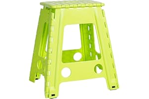 JeVx Taburete Alto de Cocina y Baño de un Peldaño Plegable – Alzador de Plastico Escalon de 45 cm de Altura Banqueta para Adultos y niños Tamaño XXL Soporta hasta 130KG Escalera de Un Peldaño Verde