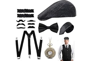 atnayo 1920s Mens Costume Accessories Set for Gatsby Fancy Dress Bow Tie Pocket Watch Glasses