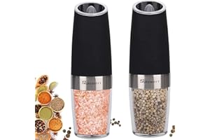 SJPZWCRL Ensemble de moulin a poivre electrique par gravité, moulin à sel et à poivre électrique automatique moulin à poivre électrique avec grossièreté réglable, noir