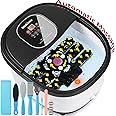 Foot Spa Bath with Automatic Massage and Heating Function, Electric Foot Massager with Pedicure Set, Foot Bath with Shiatsu, Pressure and Kneading Massage Modes, Vibration and Bubble Function,Mia&coco