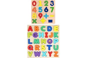 DHSBGWSX 1 set di puzzle con lettere maiuscole, 1 set di puzzle con numeri, puzzle di riconoscimento di lettere per bambini, giocattoli educativi, puzzle a pannelli, giocattoli educativi