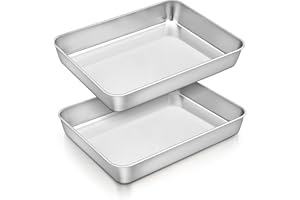 Homikit Blacha do pieczenia, 2 sztuki, blacha do pieczenia i serwowania, 5 cm, głęboka, prostokątna, gładka powierzchnia i nadaje się do mycia w zmywarce, 26,5 x 20,5 x 4,7 cm