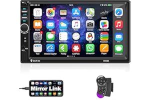 Podofo 2 Din Autoradio, Stereo Auto con Schermo da 7" Autoradio Touchscreen con Bluetooth Chiamata Vivavoce, USB, AUX, SD, Controllo del Volante, Android/IOS Mirror Link Lettore Multimediale per Auto