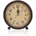 Buachois Classic Retro Desk Clock, Vintage 5 in Analog Silent Small Bedside Desk Clock Battery Operated Non Ticking Analog Small Table Clock for Bedroom Bedside Desk