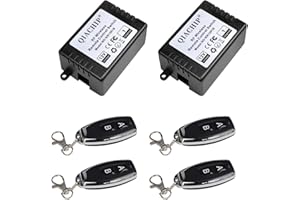 QIACHIP 433mhz commutateur de télécommande sans Fil Universel DC 12v,Interrupteur récepteur de Relais RF Module 1 Canal avec 4 transmetteurs
