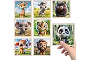 TUNJILOOL Puzzle per bambini a partire da 3 4 5 6 anni, 8 x 6 pezzi, puzzle in legno, giocattolo educativo prescolare, regali per bambini per ragazzi e ragazze (animali selvatici)