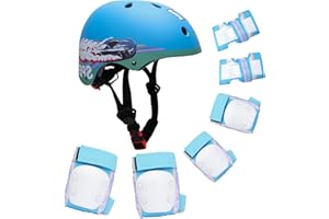 YOOXARMOR Casco da Bici per Bambini per Bambini di Età Ccompresa tra i 3 e gli 8 anni,Set di Protezioni Sportive Leggere con Ginocchiere, Gomitiere e Polsiere per lo Skateboarding/la Bicicletta/lo Scooter