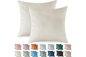 Ystyle Navidad 2 Piezas Funda Cojines Funda de Almohada de Terciopelo Cojin Moderno Decoración Cremallera Oculta para Silla Oficina Cama Habitacion Dormitorio Salón 40x40, Beige Blanco