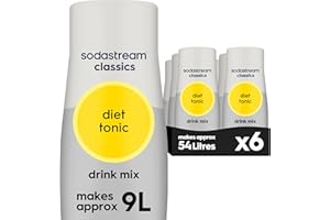 SodaStream Flavours Classic Diet Tonic Mix, Fizzy Drink Maker Concentrate, Aspartame Free SodaStream Syrup, Sparkling Water Flavouring, Slimline Water for Gin & Tonic - 6x 440ml Multi Pack