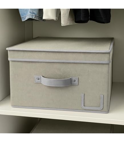 Compactor Rivoli Set 2 Scatole Pieghevoli Con Coperchio | Contenitori In Cartone E Polipropilene Per Organizzare Vestiti E Giocattoli (Large 40x50x25 + Small 30x43x19 Cm) - 4