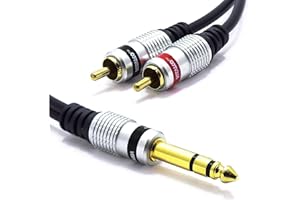Kabel Jack 6,3 Stereo na 2x RCA 3m VITALCO Przewód Duży Jack 6,3mm TRS 2x Cinch