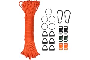 EPISKEY 98ft/30 Mètres Nylon 4mm Paracorde kit 7 Brins en Nylon Corde Corde Multifonction pour Parachute Bracelet Set de Bracelet Paracord Cordelettes DIY Bracelet (Orange, 4mm x 30m)