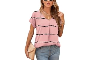 Yommay Summer Blouses for Women Elegant Casual Ladies Shorts Sleeve Chiffon Blouses Ladies Tops T-Shirts