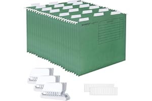 Srvnpioy Carpetas Colgantes A4, 25Pcs, Verde, con Pestañas e Inserciones de Tarjetas para Archivadores, Hecho de papel cartón, para Escuela, Hogar, Trabajo, Oficina