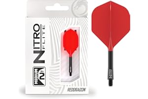 RED DRAGON Darts – Nitro Flite Integrato Sistema di Volo e Albero – No.2 Forma e Design - Disponibile in Breve, Intermedio e Medio - varietà di Colori - Accessori Professionali per Freccette