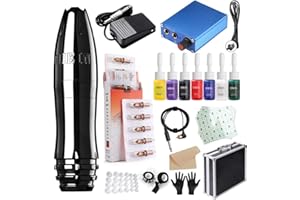 HAWINK Rotary Tattoo Maschine Kit Penna professionale per tatuaggio RCA Connected Aircraft Lega di alluminio intagliato nero EK133-1
