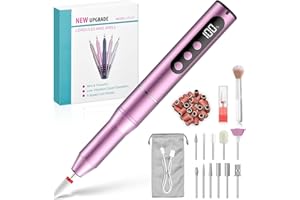 QEANY Wireless Nail Cutter for Gel Nails, Electric Nail File 35000 rpm, Cutter for Gel Nails, 5 Speed Levels Adjustable, for Semi Permanent Manicure and Pedicure