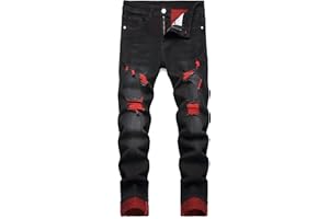 JENY-LUCK Men's Slim Fit Stretch Jeans Ripped Skinny for Men, Distressed Destroyed Straight Leg Fashion Comfort Flex Waist Jeans, Teenager Casual Fashion Designer Classic Regular Fit Basic Denim Pants