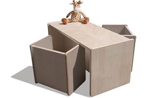 ‎DIE SCHREINER - CHRISTOPH SIEGEL Eli-Kids Kindersitzgruppe 1 Wendetisch & 1 Wendehocker - Natur