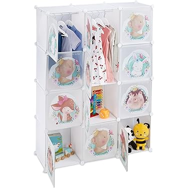 Bibliothèque, Meuble Rangement Enfant Avec 10 Cubes Ouvertes, Étagère Rangement à 3 Niveaux