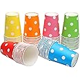 YANGTE 60Pcs Paper Cups Party, 9 Ounce Polka Dot Paper Cups Drinking Cups, Biodegradable Disposable Cups, Multicolor Party Cups Suitable for DIY Holiday Party Birthday, 6 Colors
