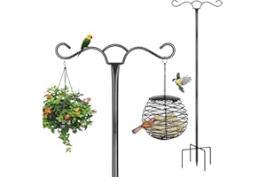 SEGNAYEN Vogelfutterspender zum Aufhängen, 197 cm, Metall, strapazierfähig, doppelte Schäferrote, gebogener Haken für Laternen, leicht, für Vögel, Garten
