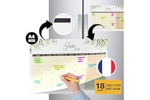 Finoly Calendrier Frigo Juillet 25 Décembre 26 | Calendrier Magnetique Frigo 2025 2026 | Magnetique Mensuel Planificateur Familial (Nature)