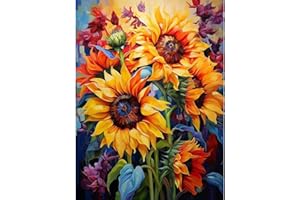 luckyarina Malen Nach Zahlen Erwachsene Sonnenblume-Blumen Malen Nach Zahlen Erwachsene Leinwand,Sonnenblumen Paint by Numbers Adult DIY für Geschenk Home Wand Décor 30x40cm